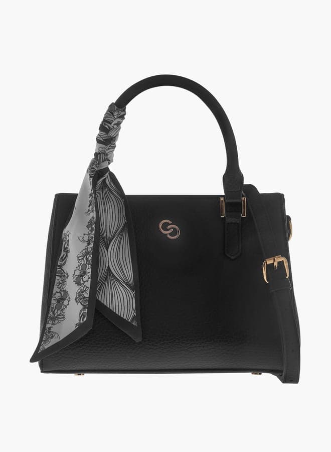 Celeste Elegance Textured Tote with Chic Scarf Detail - Image 1