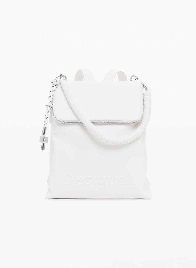 DESIGUAL White Medium 3D Logo Chic Backpack - Image 1