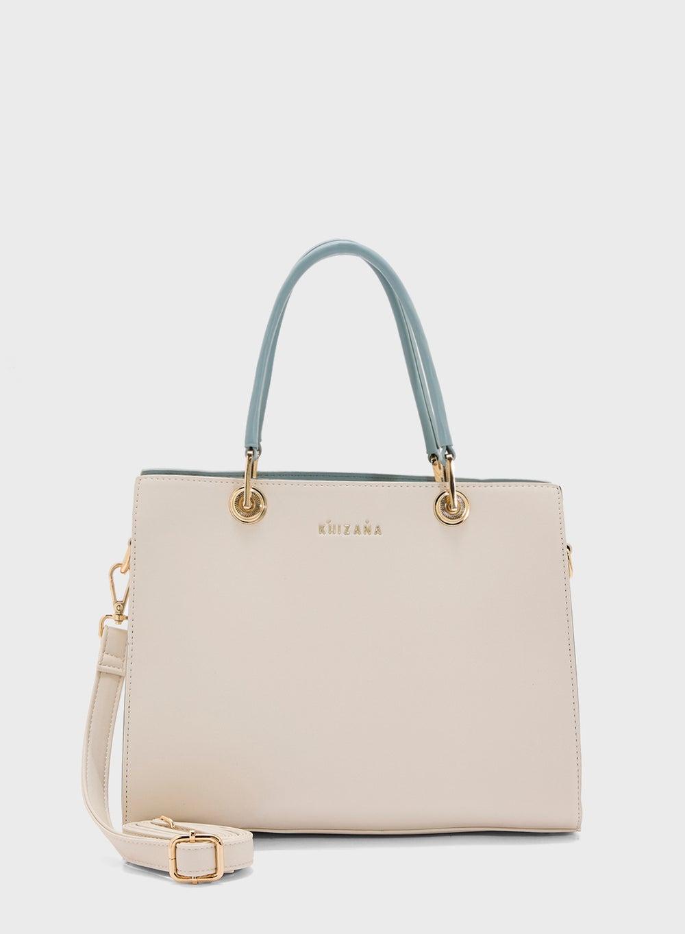 Khizana Elegance Contrast Handle Women's Satchel Bag - Image 1