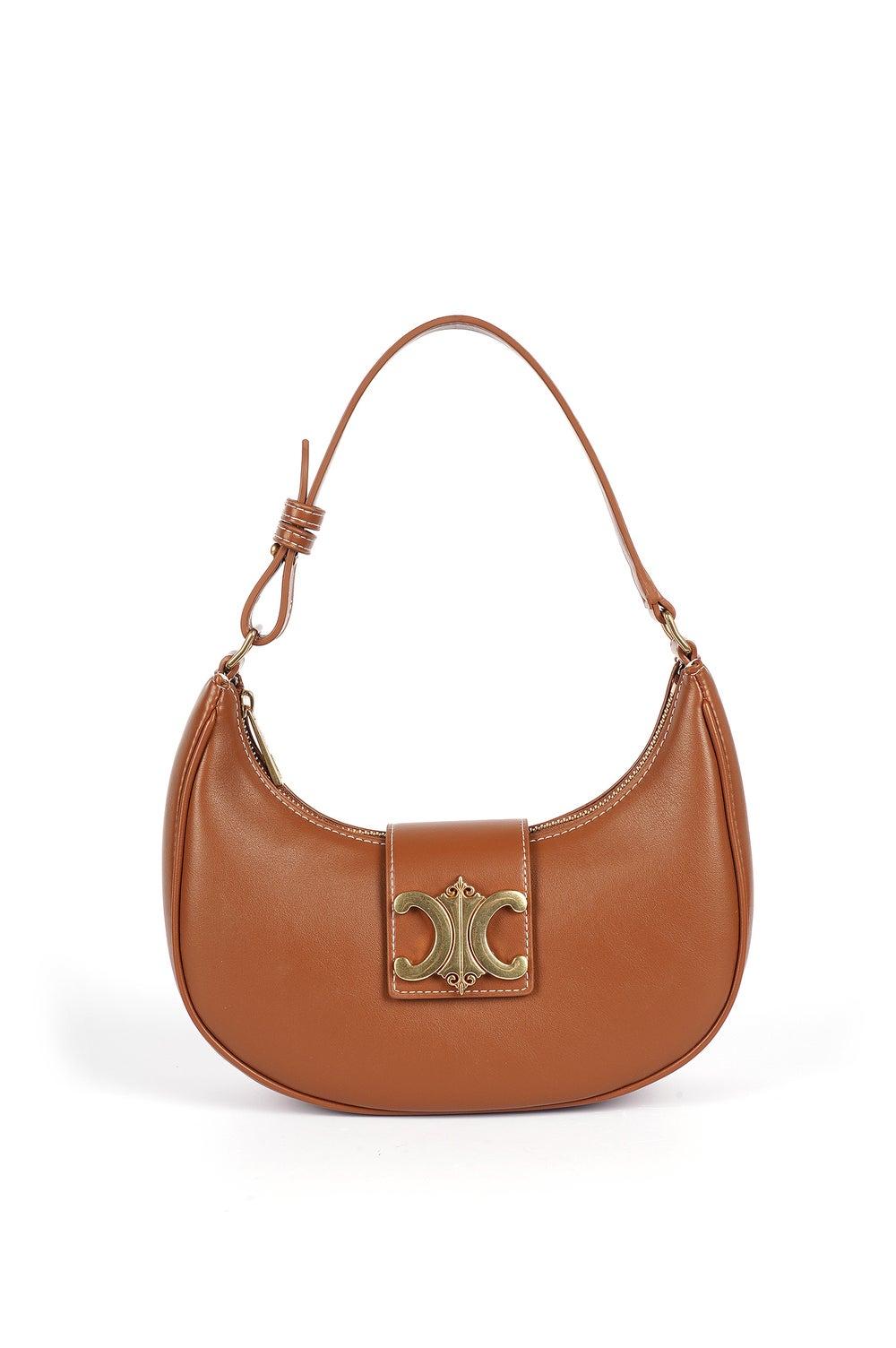 Cuple Elegance: Chic Half-Moon Faux Leather Shoulder Bag - Image 1