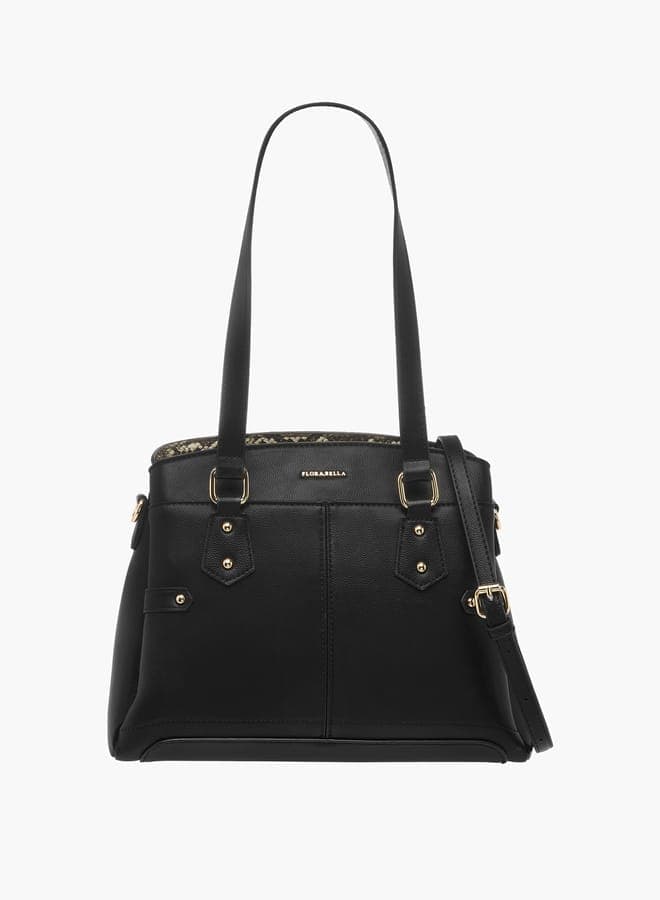 Flora Bella Elegance: Chic Solid Tote with Detachable Strap - Image 1