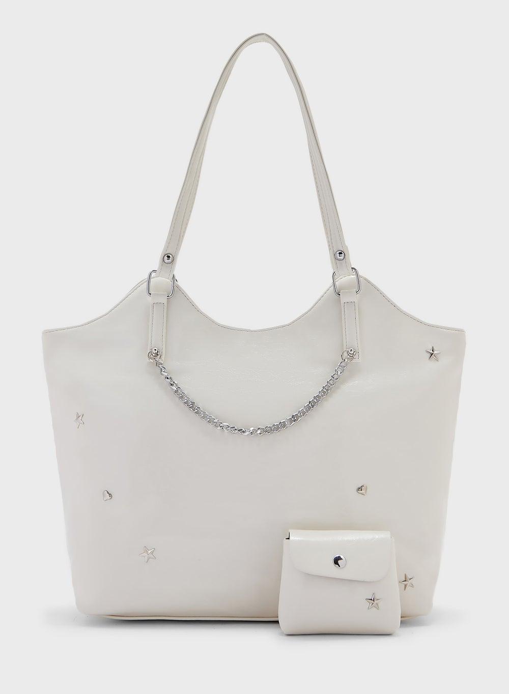 Ginger Star & Heart Studded Elegance Tote Bag for Women - Image 1