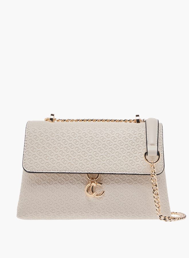 Celeste Monogram Embossed Crossbody Bag with Chain Strap - Image 1