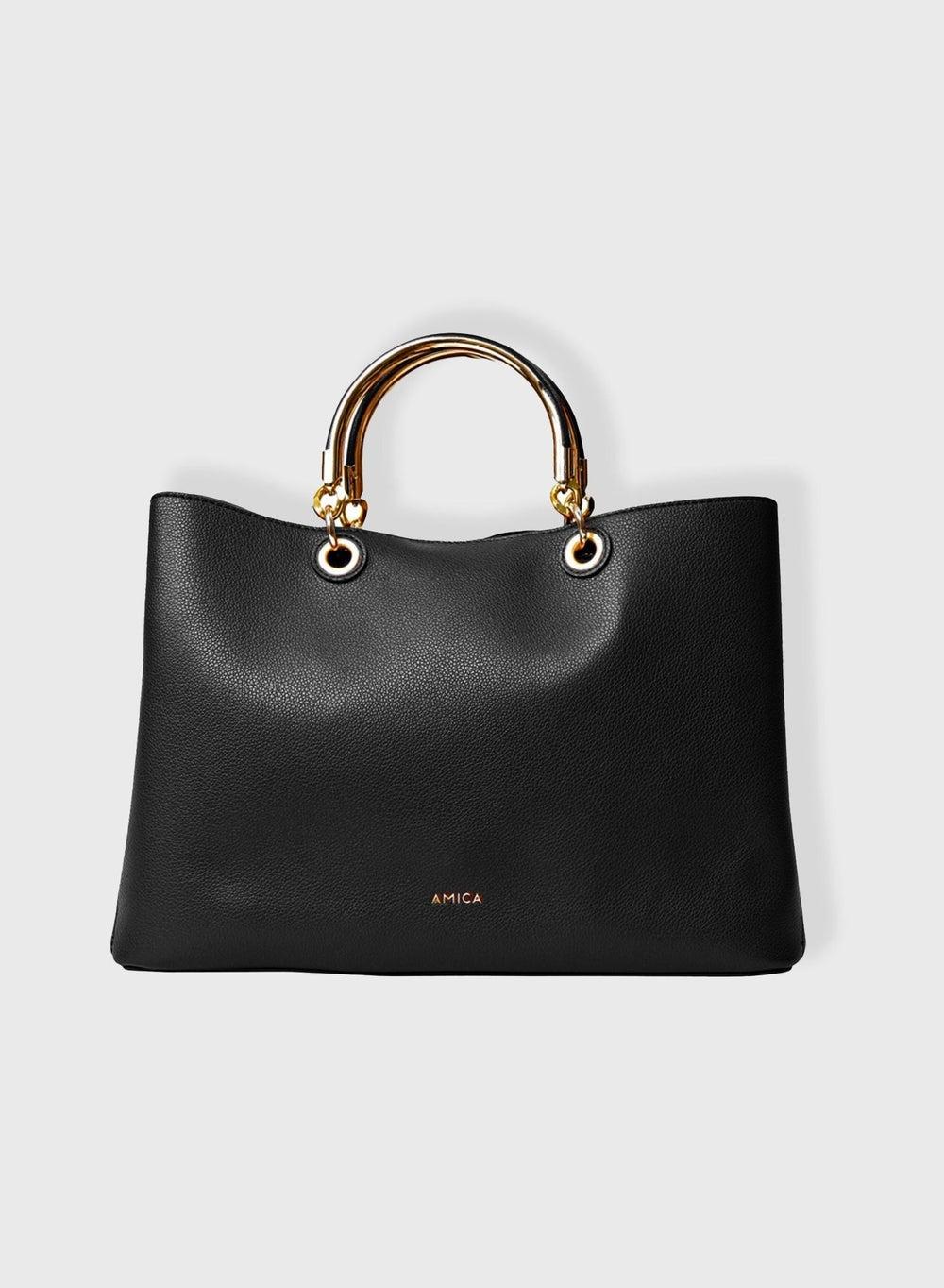 AMICA Emilia Soft Leather Satchel with Gold Embellishments - Image 1