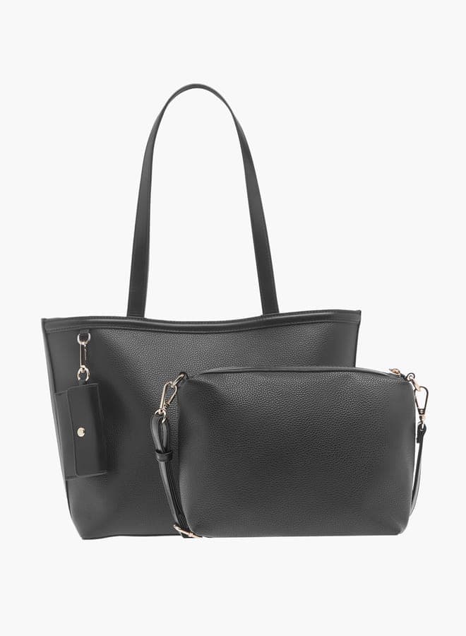 Flora Bella Textured Tote Set with Detachable Pouch - Image 1