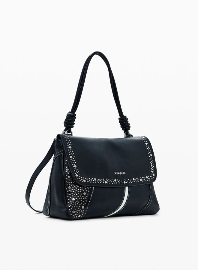 DESIGUAL Black Elegance: Medium Studded Convertible Bag - Image 1