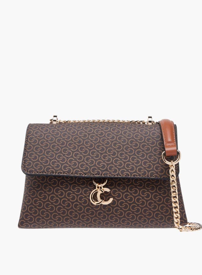 Celeste Monogram Elegance Crossbody | Chain Strap & Button Closure - Image 1
