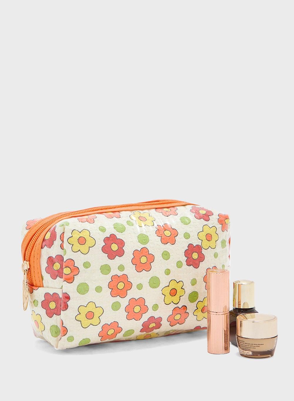 Ginger Floral Elegance Cosmetic Bag for Women - Image 1