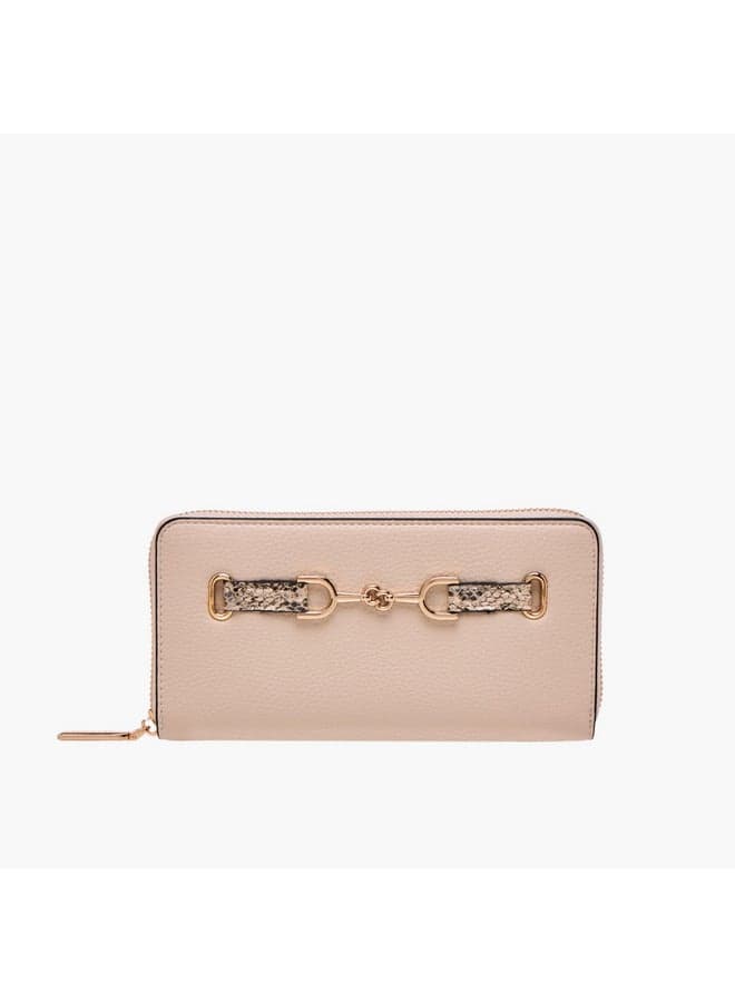 Celeste Chic: Elegant Metal-Accented Women's Wallet with Zip - Image 1