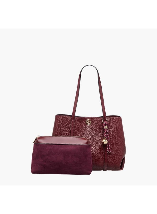 Celeste Chic Textured Tote Bag with Pouch Combo - Image 1
