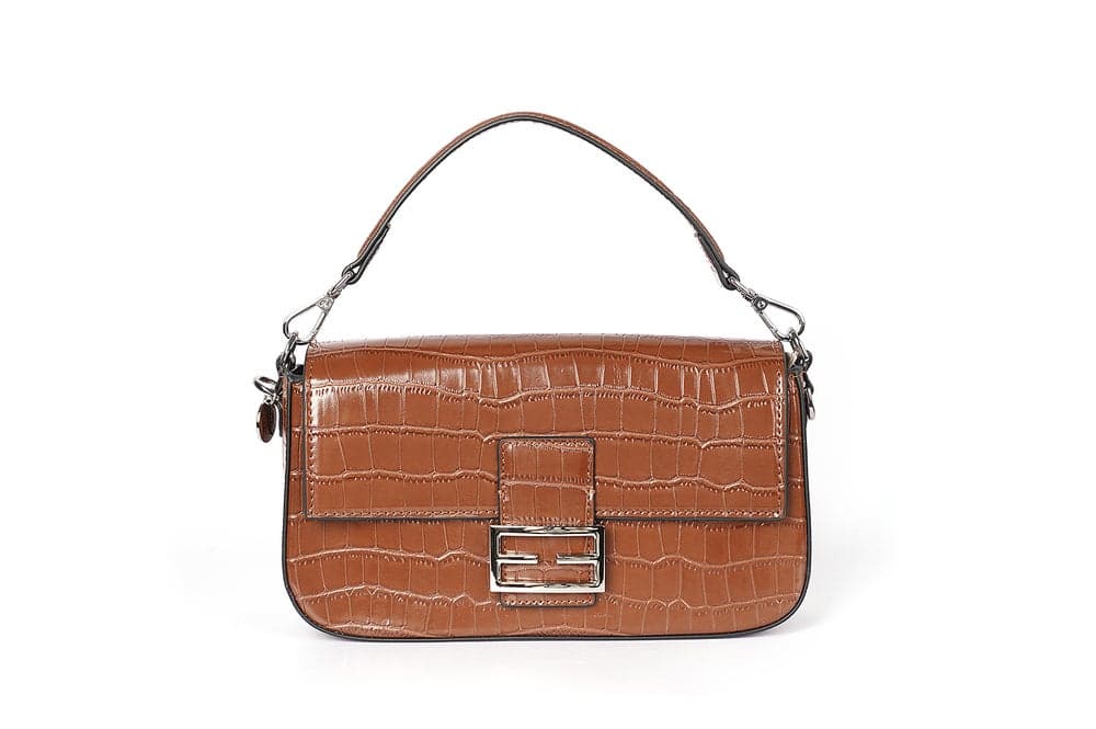 Cuple Croc-Embossed Elegance: Chic Baguette-Style Purse - Image 1