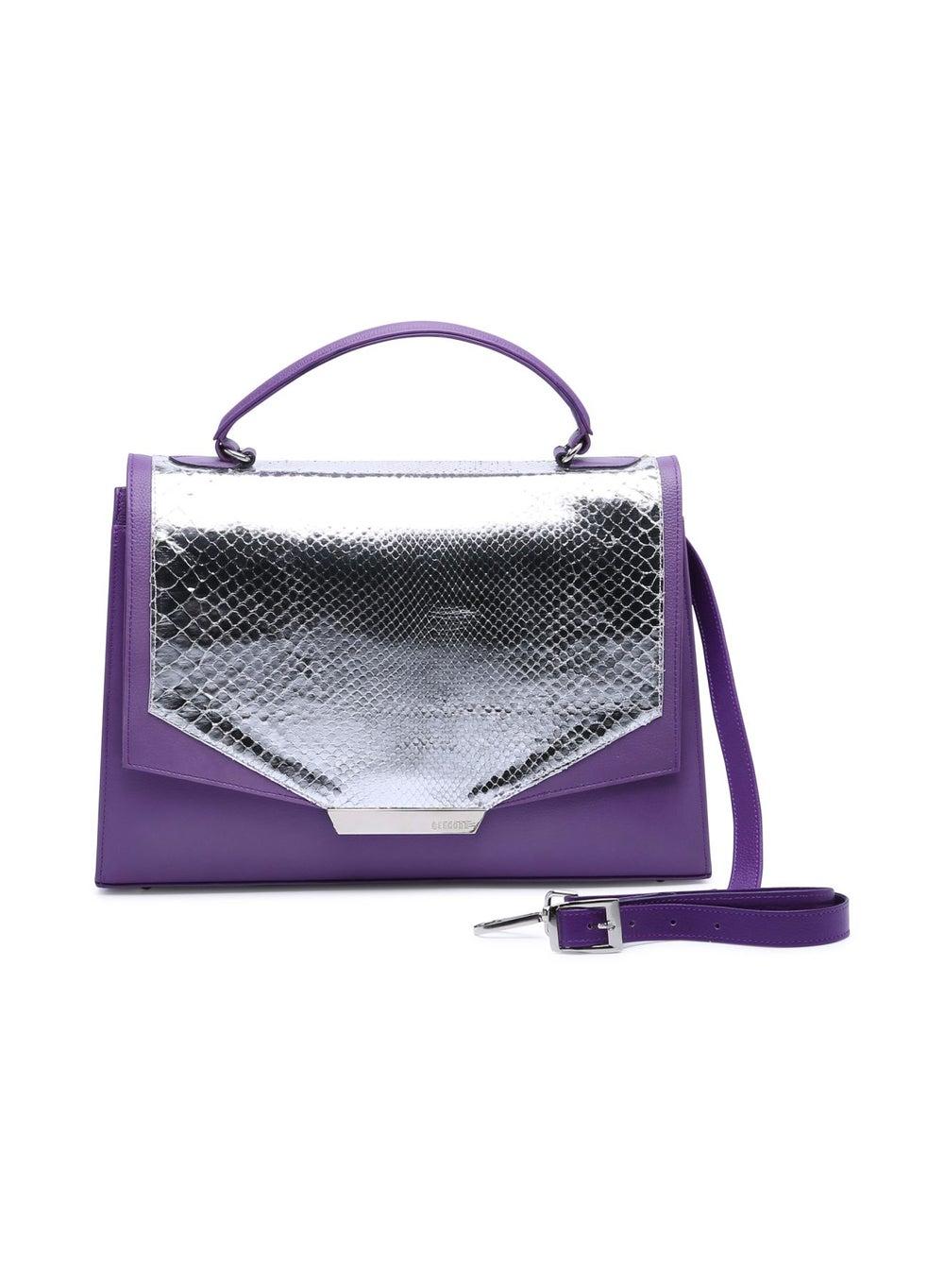 CEE CODE Lady Code Chic Purple Satchel Bag with Silver Accents - Image 1