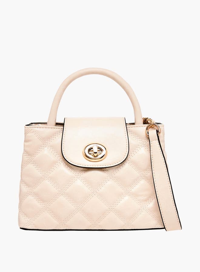 Celeste Quilted Elegance Tote Bag with Detachable Strap - Image 1