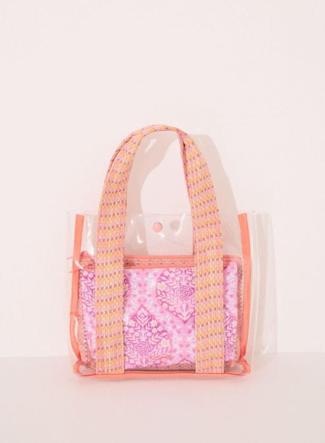 Women'secret Trio of Pink Raffia Toiletry Bags - Image 1