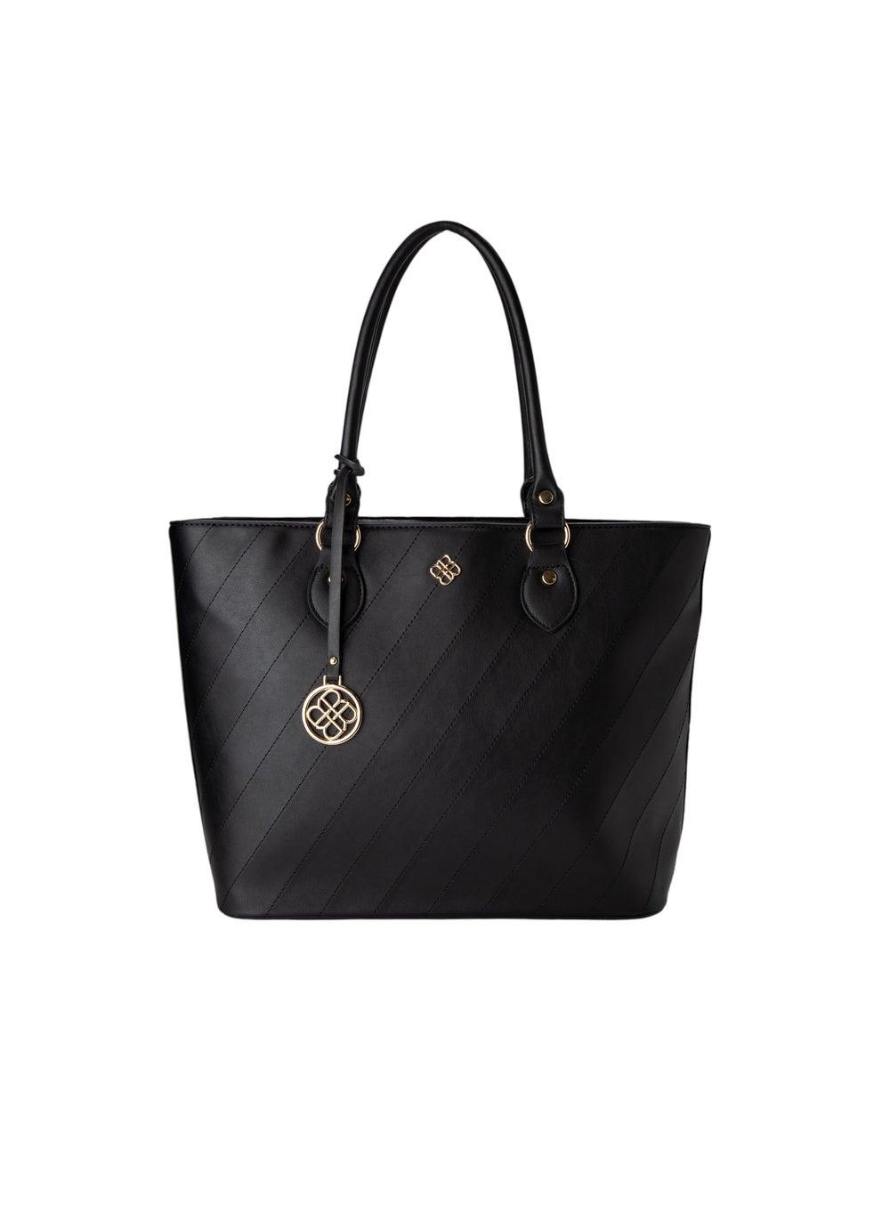 Bata Women's Chic Patterned Black Tote Bag - Image 1