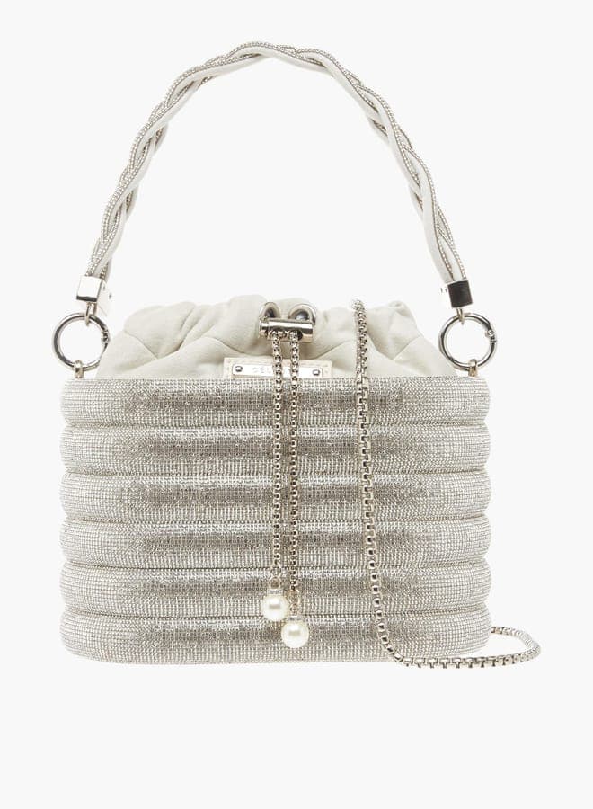 Celeste Women's Embellished Sling Bag with Metallic Drawstring - Image 1