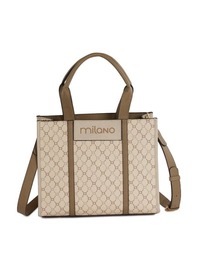 Milano Adori Chic Women's Tote Bag with Faux Leather Accents - Image 1