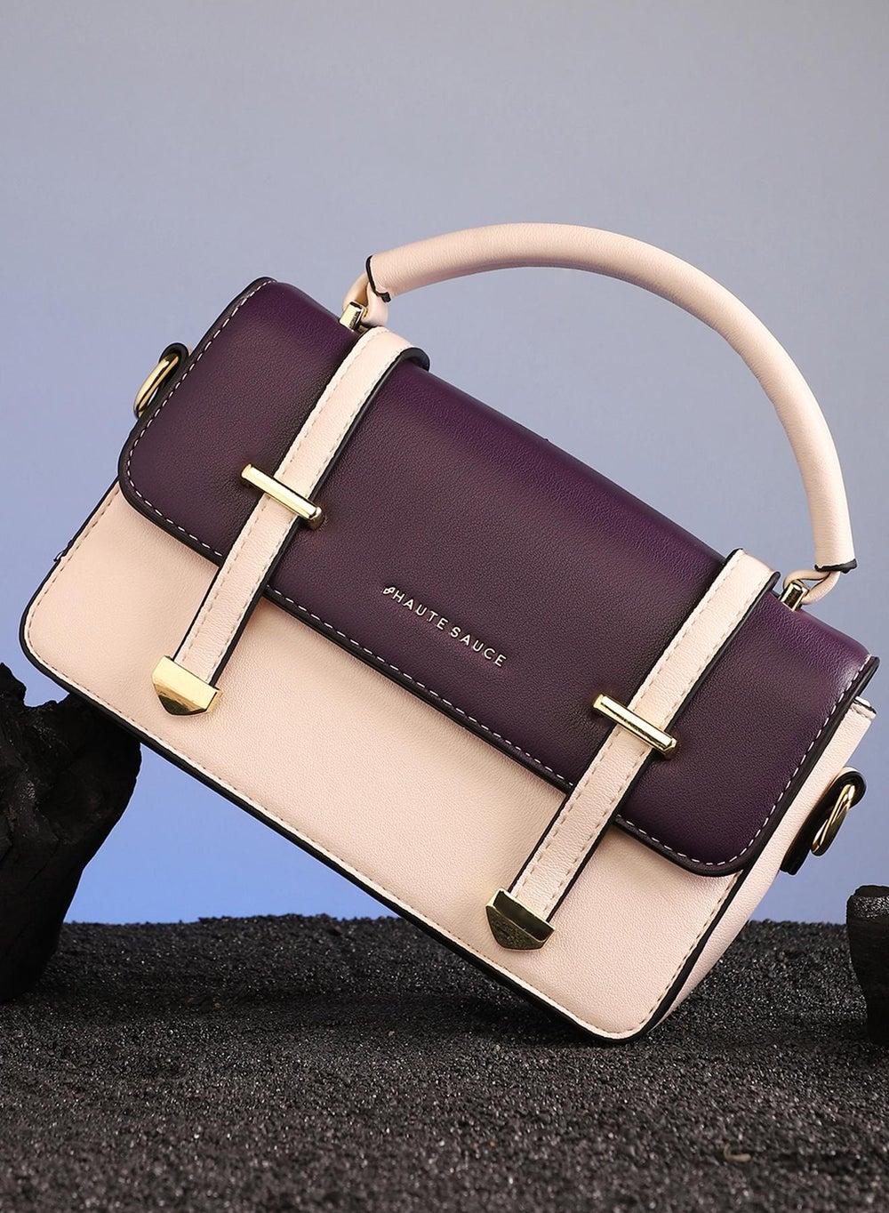 Linea Haute Sauce Handbag - Chic Ivory White & Wine Red - Image 1