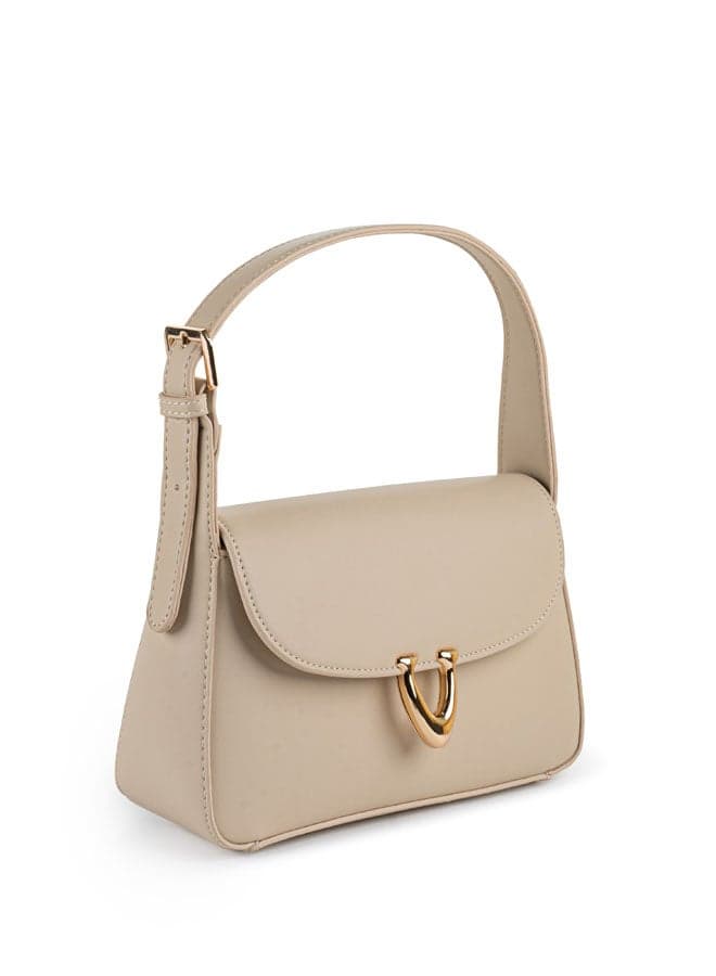 Vincci Beige Elegance Shoulder Bag for Women with Detachable Strap - Image 1
