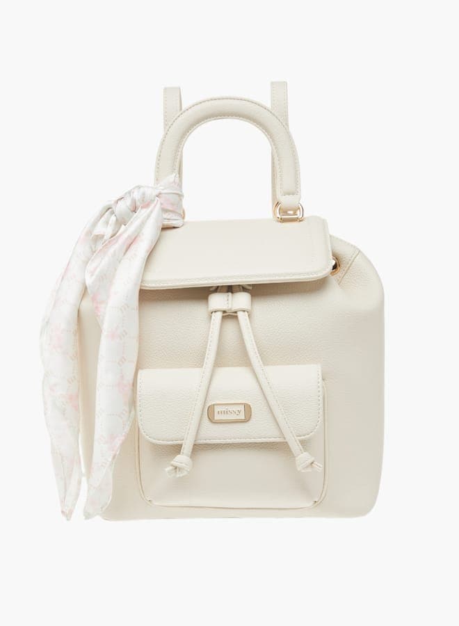 MISSY Textured Chic Backpack with Scarf Detail for Women - Image 1