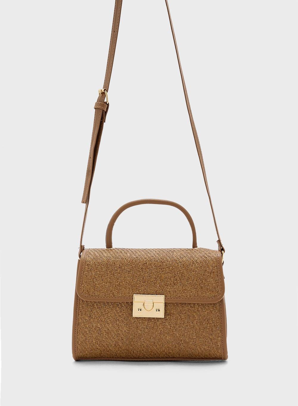 ELLA Contrast Jute Textured Satchel - Elegance for Every Occasion - Image 1
