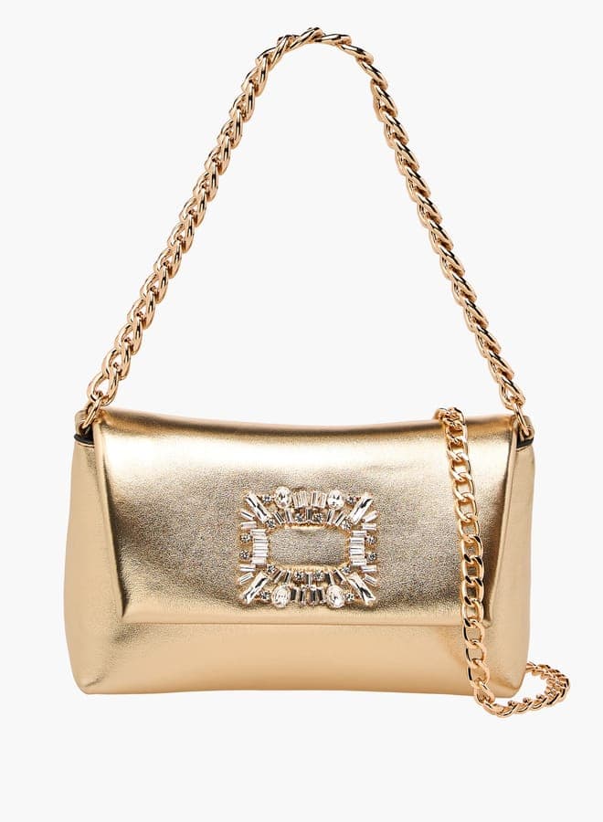 Celeste Embellished Crossbody Elegance w/ Detachable Chain - Image 1