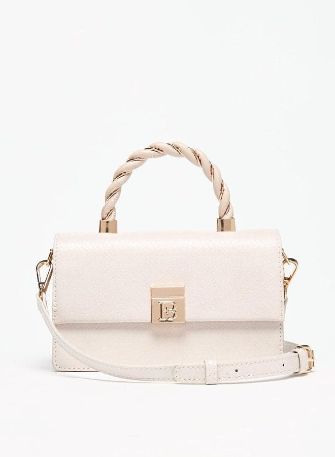 Flora Bella Elegance: Women's Solid Satchel with Braided Handle - Image 1
