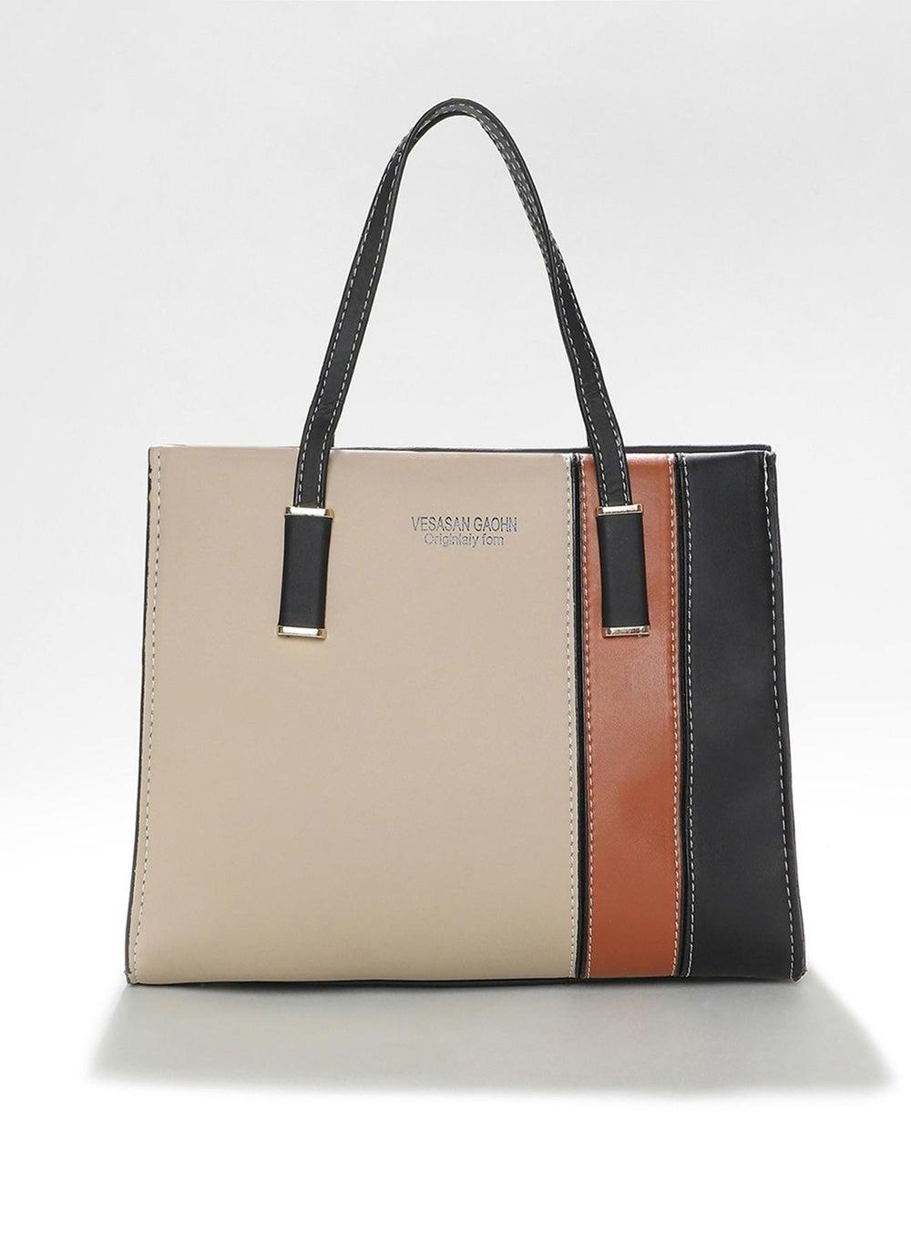 Haute Sauce Tri-Colour Tote: Chic Companion for Every Woman - Image 1
