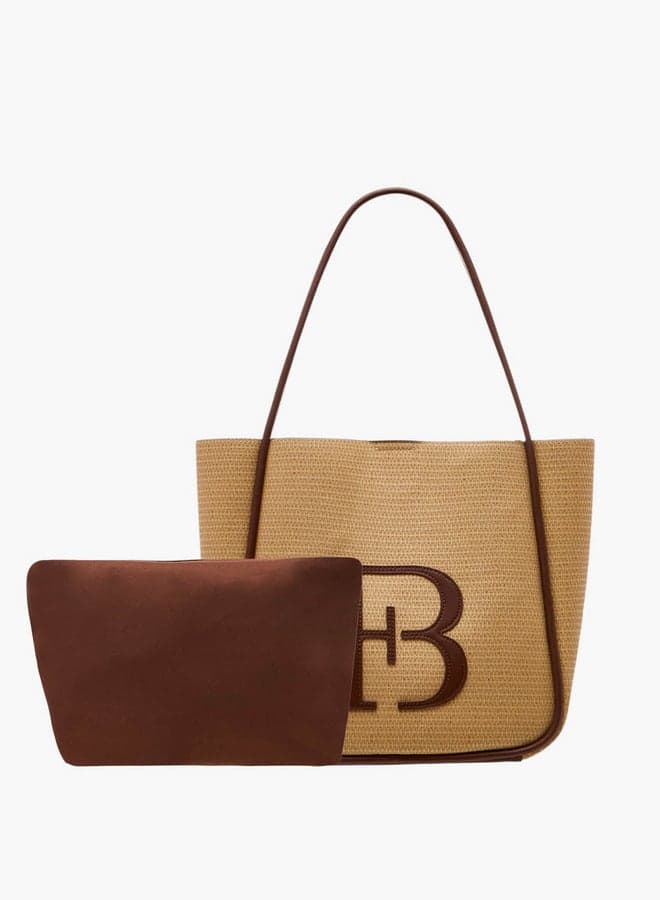 Flora Bella Textured Elegance Tote Bag with Chic Pouch - Image 1