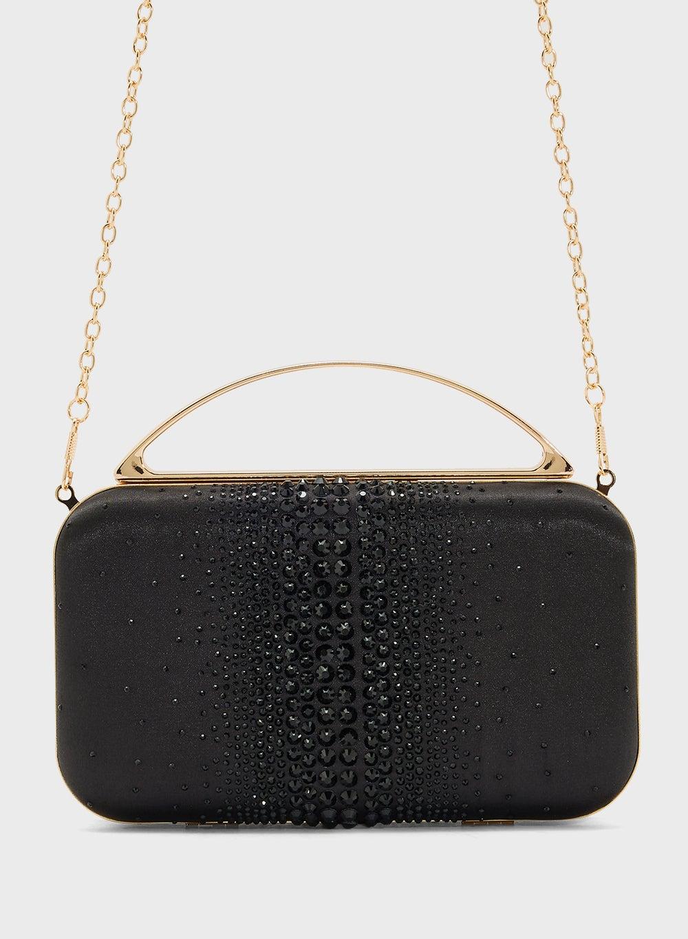 Ella Limited Edition Chic Diamante Clutch with Metal Handle - Image 1