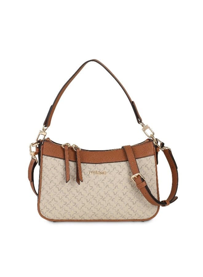 Milano Aaliyah Monogram Shoulder Bag – Chic Two-Tone Elegance - Image 1