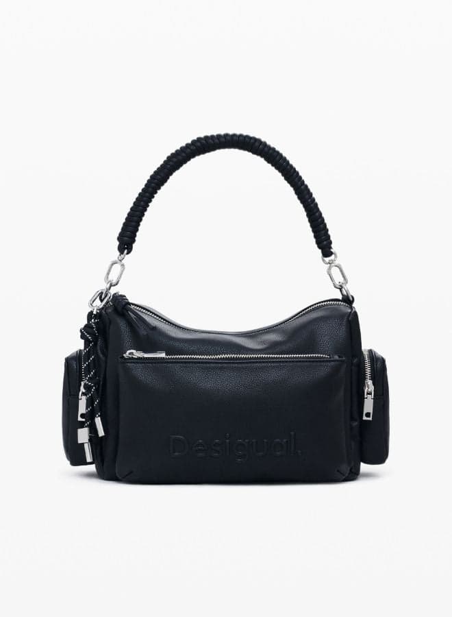 DESIGUAL Black Elegance: 3D Logo Women's Bowling Bag - Image 1
