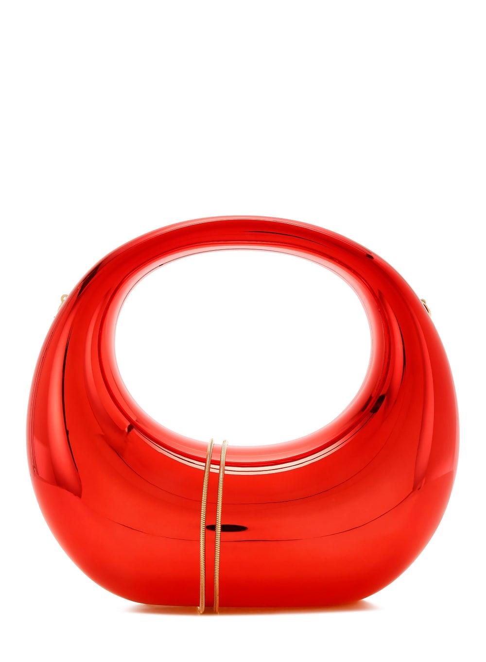 London Rag Metallic Crescent Clutch in Radiant Red - Image 1