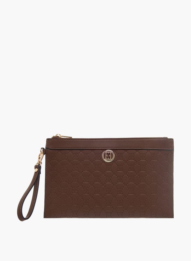 ELLE Monogram Embossed Wallet with Detachable Wristlet - Image 1