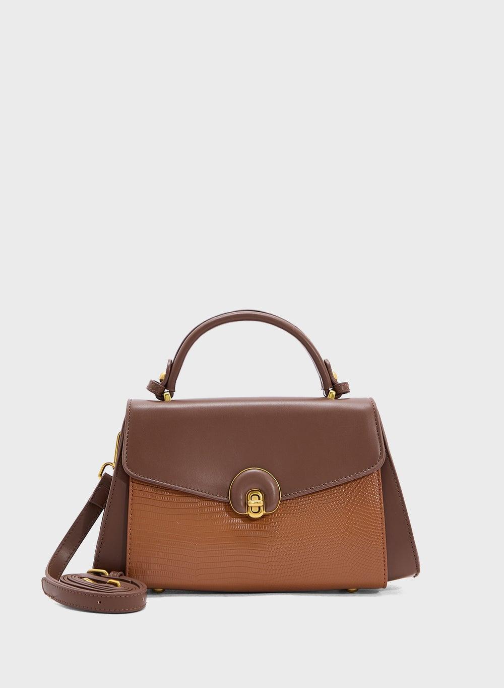 ELLA Snake Print Panel Chic Satchel for Modern Women - Image 1
