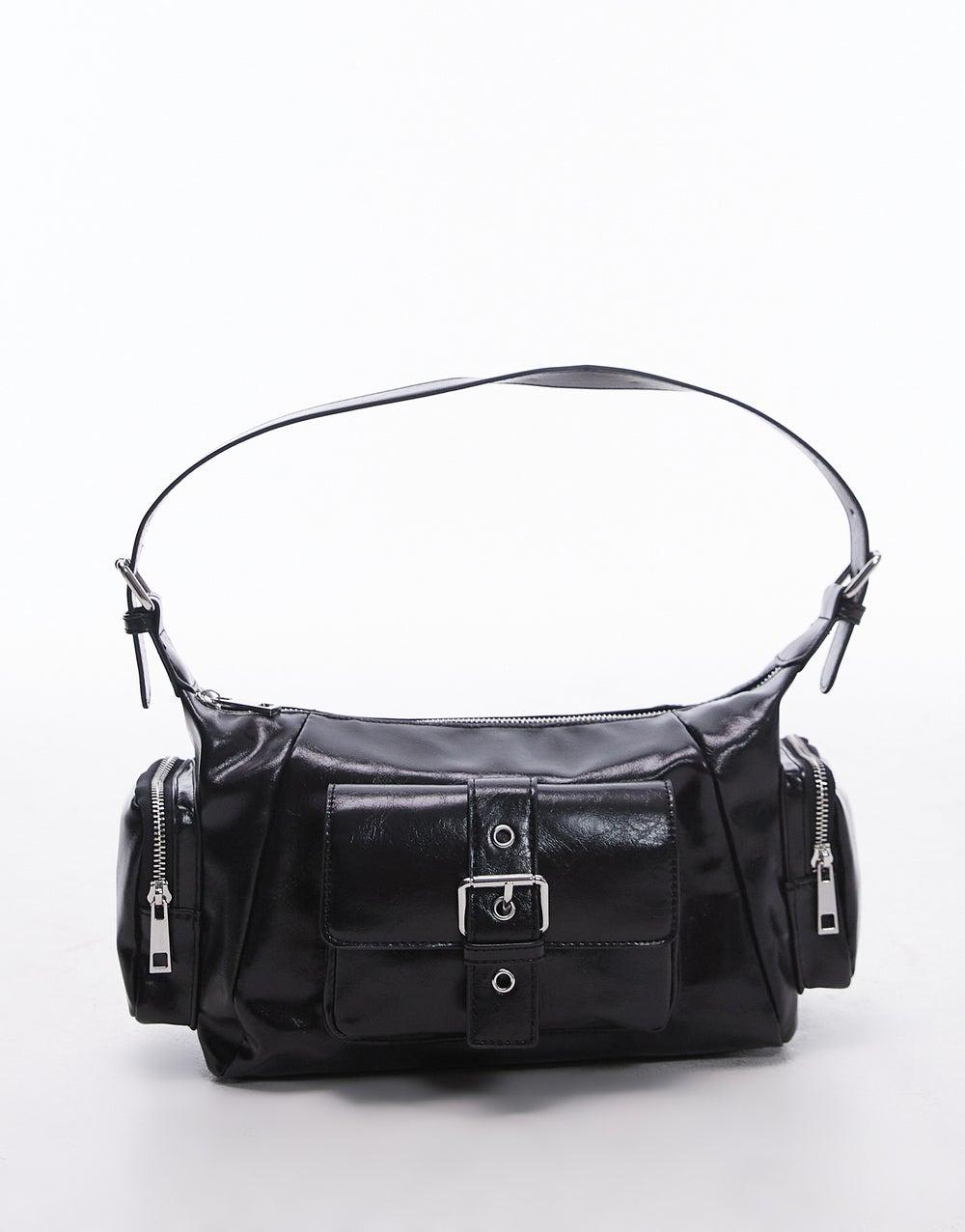 TOPSHOP Saskia Black Pocket Shoulder Bag - BLAC for Women - Image 1