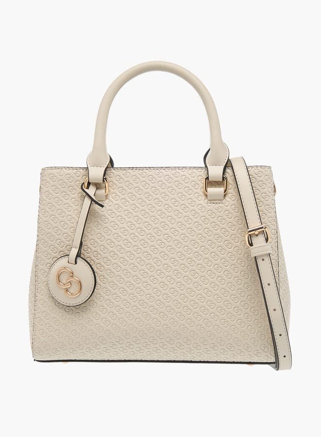 Celeste Elegance Monogram Embossed Tote with Detachable Strap - Image 1