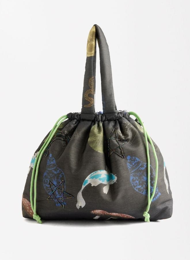 PARFOIS Grey Elegance: Printed Nylon Tote for Women - Image 1