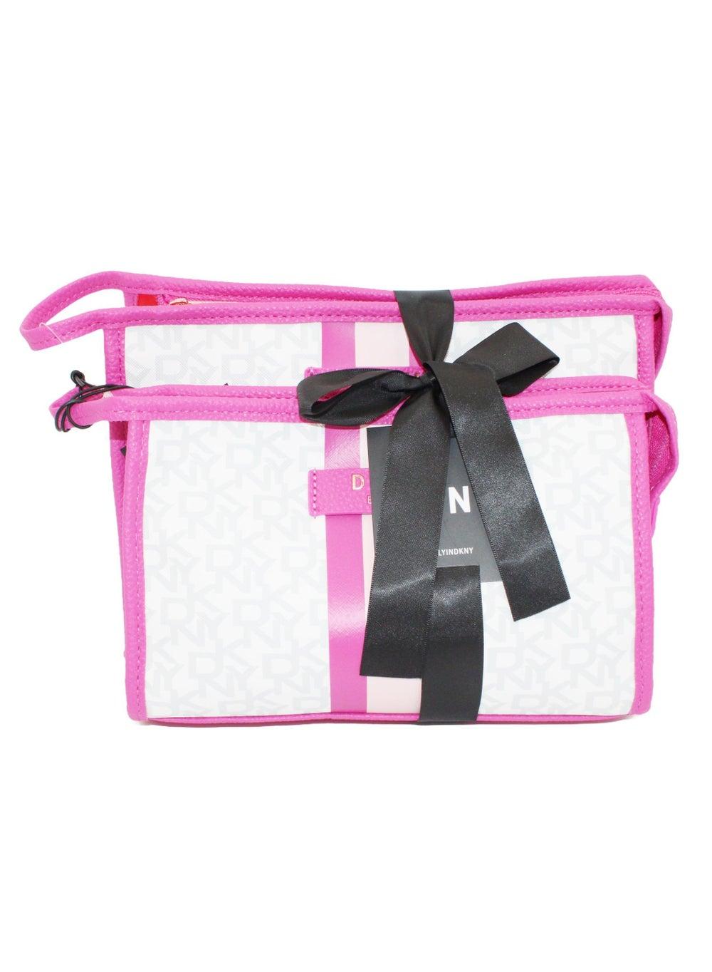 DKNY Signature Stripe 2.0 T Stand Fuschia Combo Cosmetic Bag - Image 1