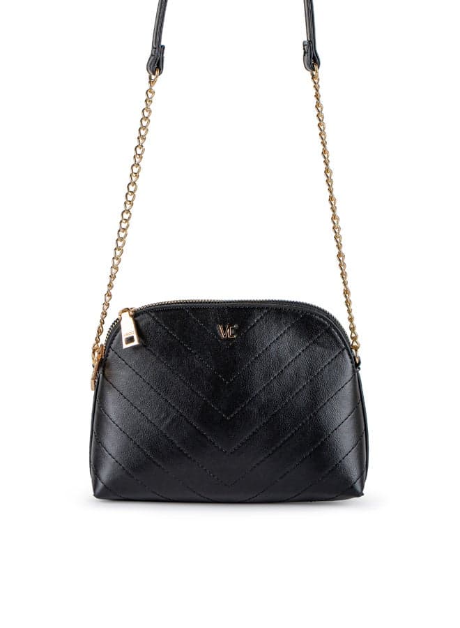 Vincci Black Quilted Elegance: Chic Shoulder Bag with Chain - Image 1