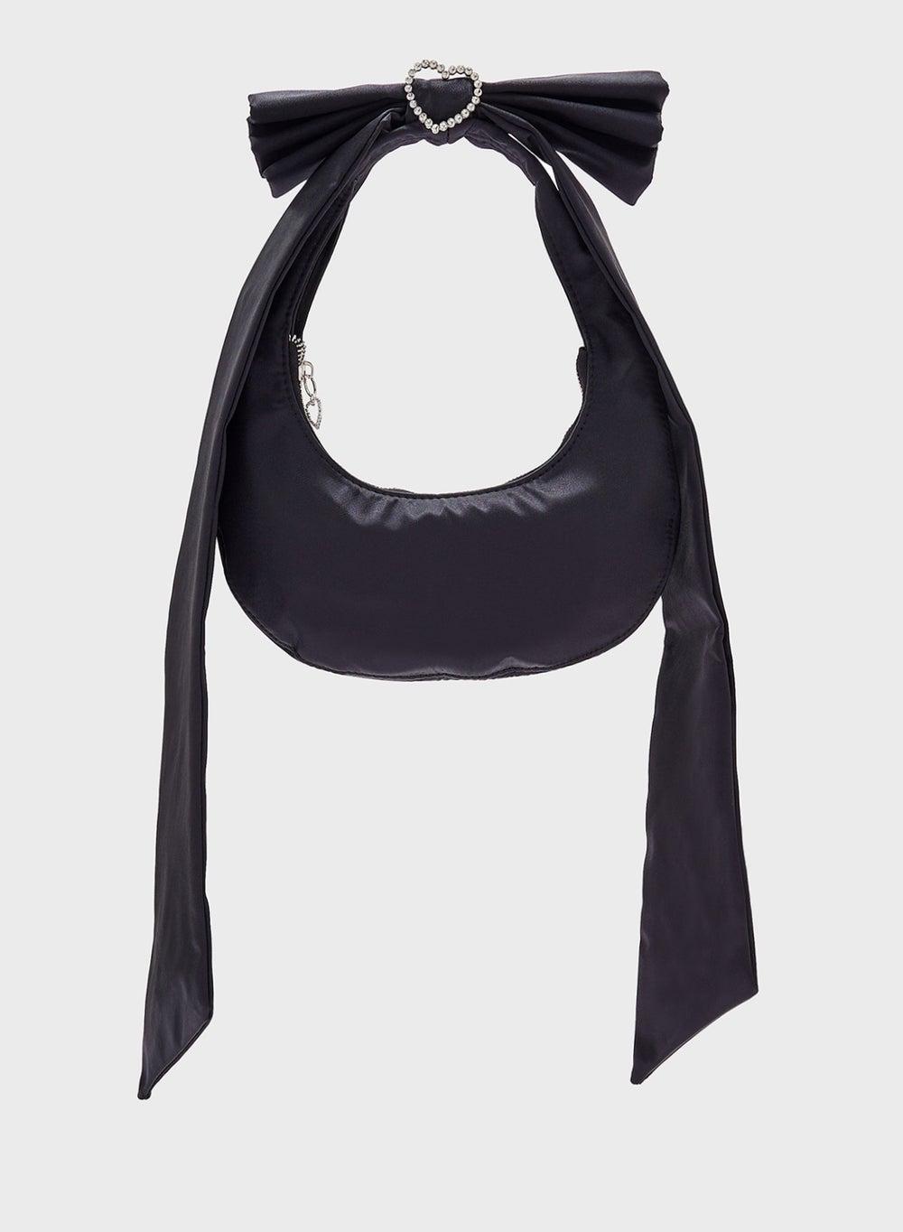 Ginger Heart Diamante Bow Satin Shoulder Bag - Image 1