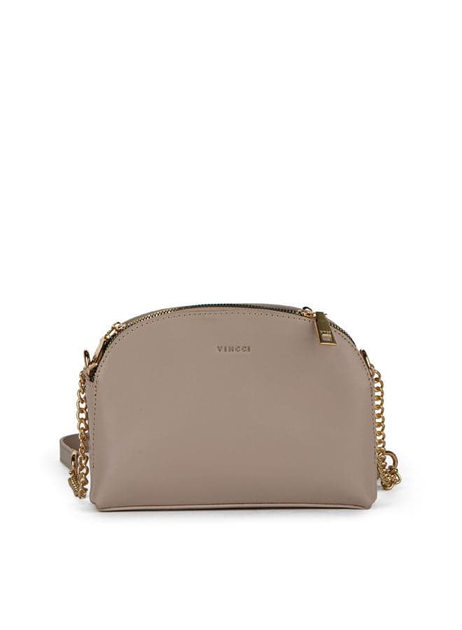 Vincci Elegance: Brown Solid Shoulder Bag with Chain Detail - Image 1