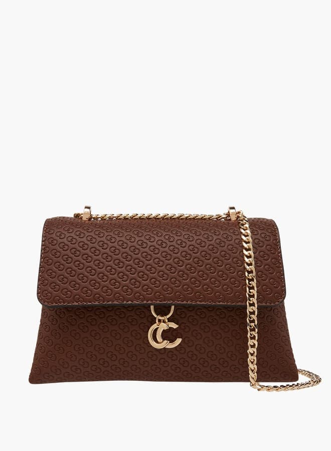 Celeste Chic Monogram Crossbody: Embossed Elegance with Chain Strap - Image 1
