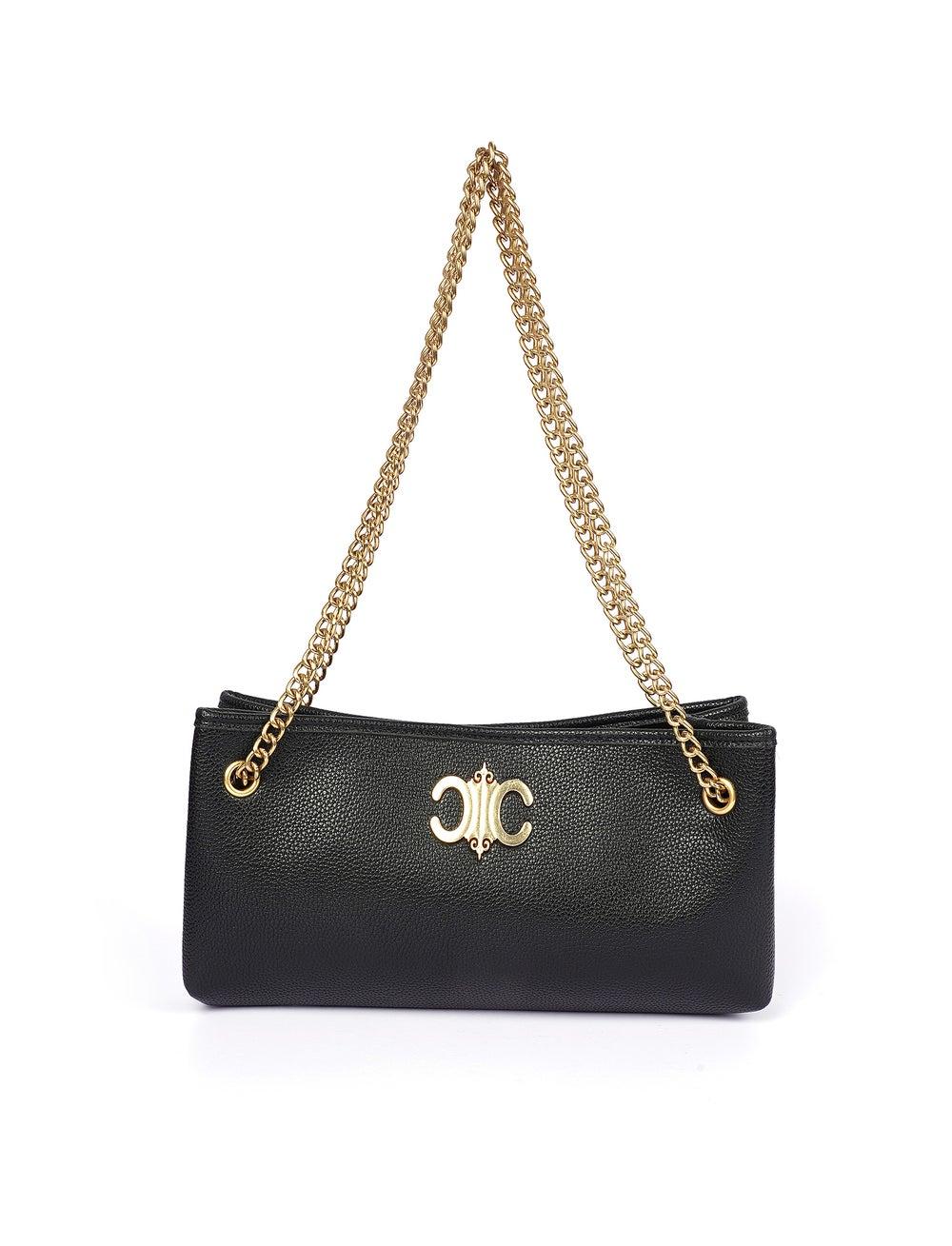Cuple Pebbled Faux Leather Shoulder Bag with Elegant Chain Strap - Image 1