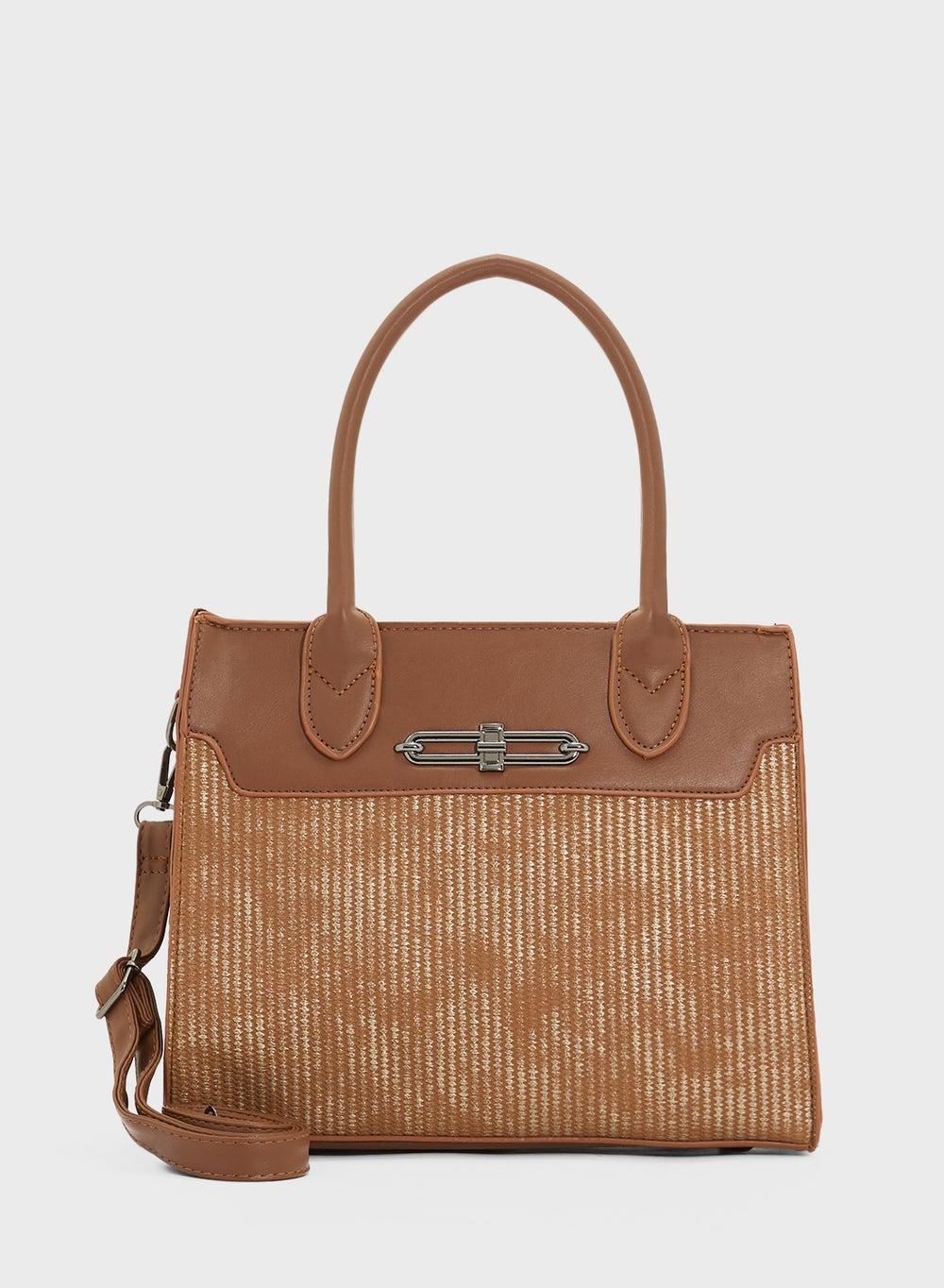 ELLA Chic Fabric Contrast Satchel for Women - Image 1