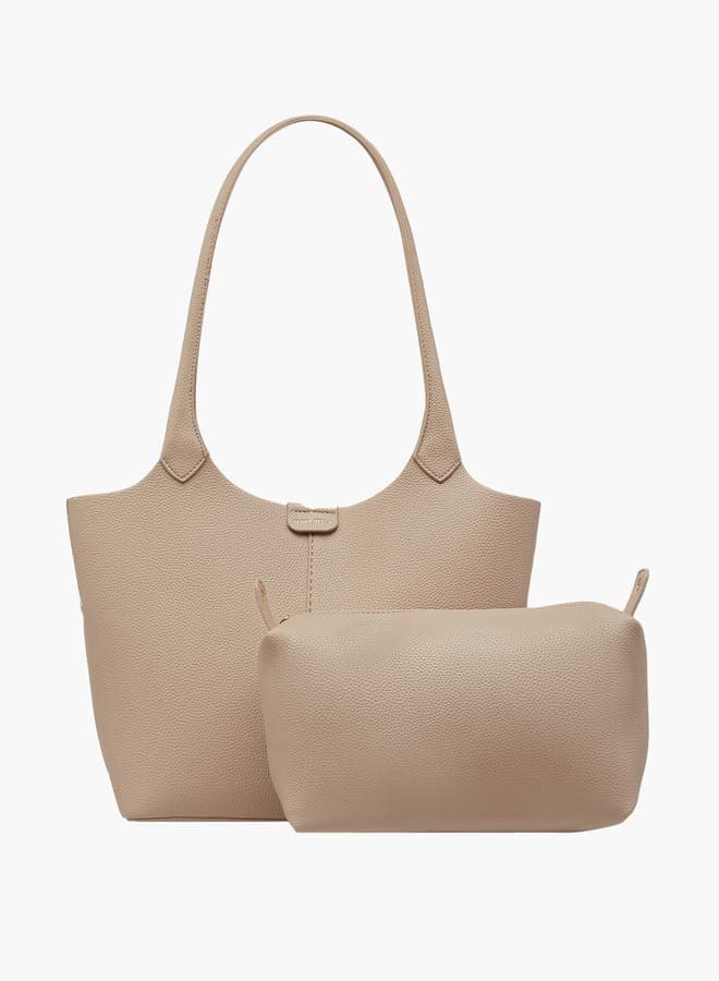 Flora Bella Textured Tote & Pouch Set - Elegance on the Go - Image 1
