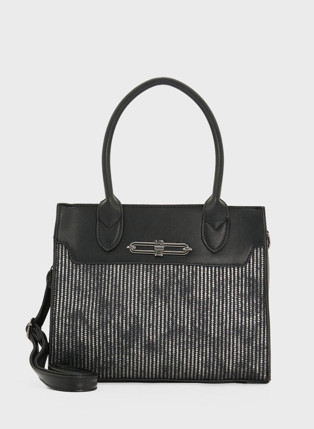ELLA Fashion-Forward Fabric Contrast Satchel for Women - Image 1