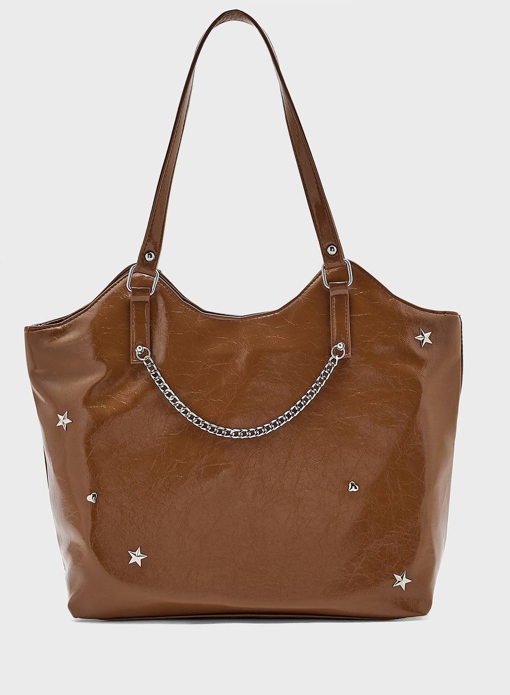 Ginger Star & Heart Studded Elegance Multi-Pocket Tote for Women - Image 1