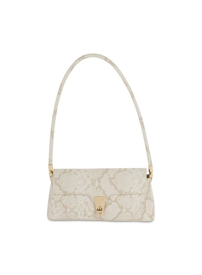 Milano Maha-Shoulder Bag - Chic Cream Croc-Print Elegance - Image 1