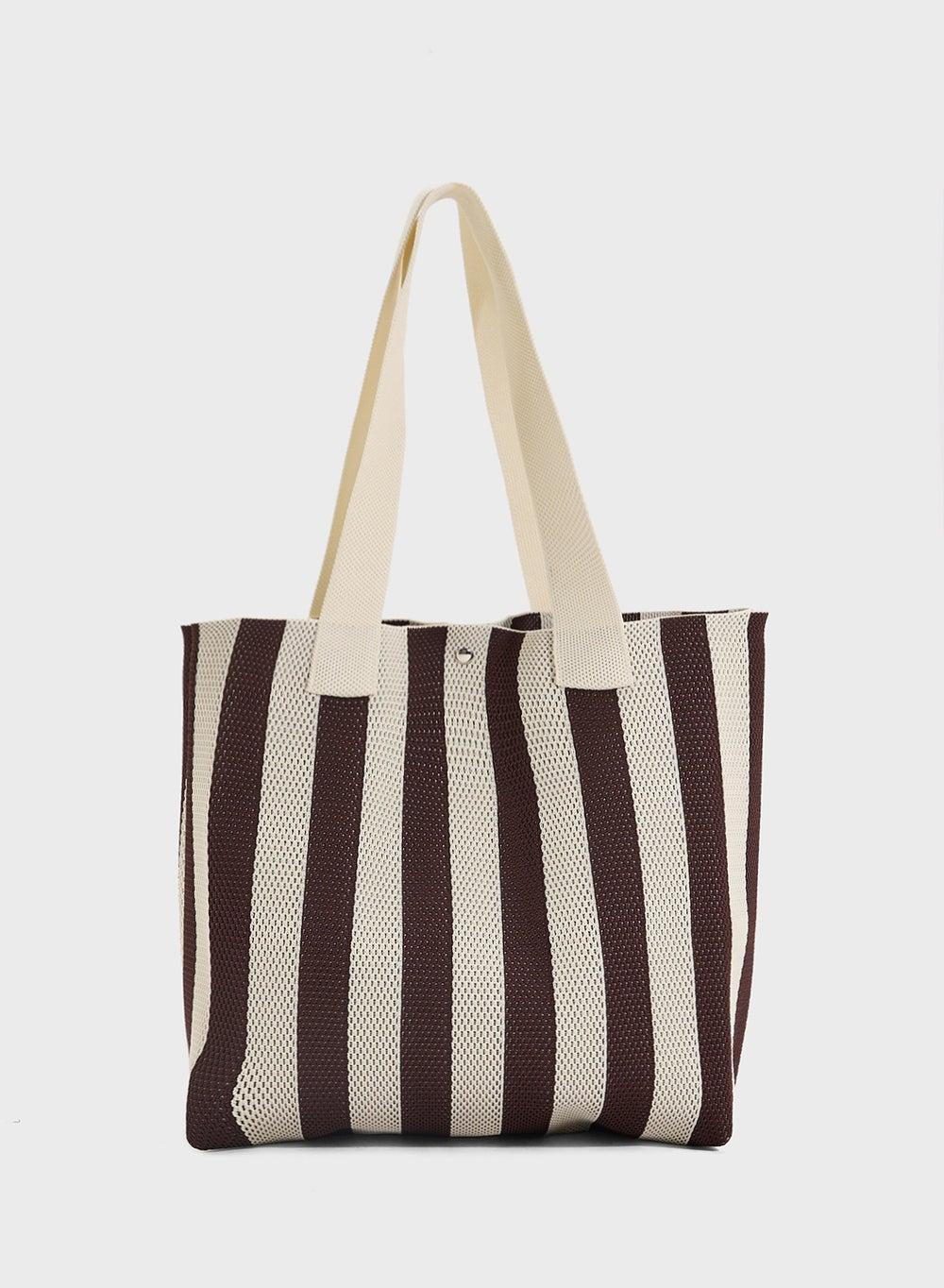 Ginger Striped Elegance: Casual Tote for the Modern Woman - Image 1